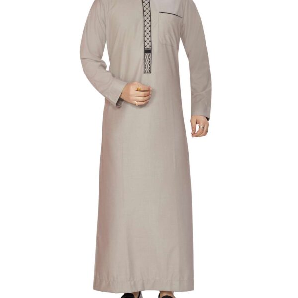 Qamis Brodé Enfant - Beige Sable