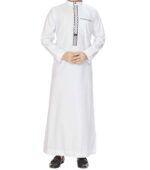 Qamis Brodé Enfant - Blanc et Noir – Image 2