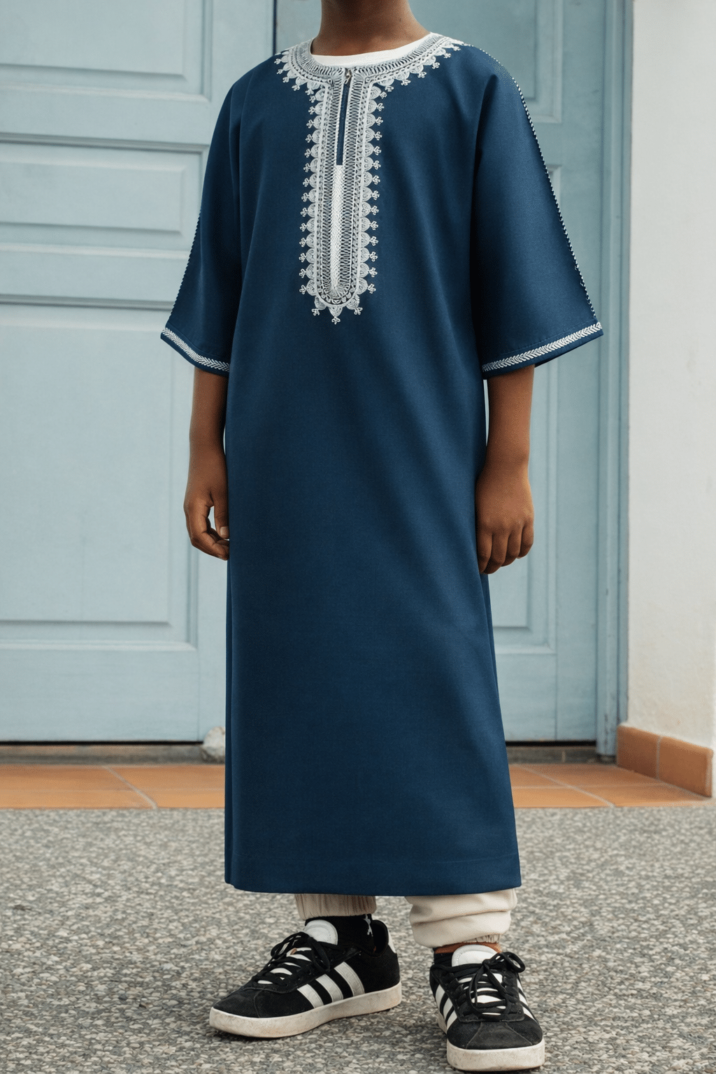 Gandoura Enfant - Bleu marine - Muslim Boutik Réunion Gandoura Enfant - Bleu marine – Image 1