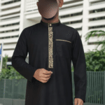 Qamis Brodé Adulte - Noir et Doré