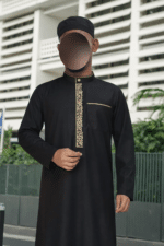 Qamis Brodé Adulte - Noir et Doré