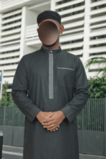 Qamis Brodé Adulte - Vert Sapin