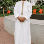 Qamis Brodé Enfant - Blanc Cassé