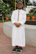 Qamis Brodé Enfant - Blanc Cassé