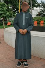 Qamis Brodé Enfant - Vert Sapin