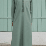 Qamis Brodé Enfant - Vert Sauge